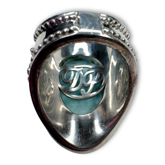 Doug Paulus Sterling Silver Larimar Spinel Oval Ring 5.25 - Picture 4 of 11